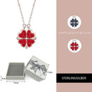 AB Face Four Leaf Clovers Herz Kristall Halskette